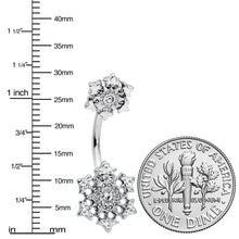 将图片加载到图库查看器，Clear Gem Filigree Winter Snowflakes Double Mount Belly Ring
