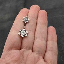 将图片加载到图库查看器，Clear Gem Filigree Winter Snowflakes Double Mount Belly Ring
