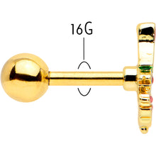 Load image into Gallery viewer, 16G 1/4 Red Gem Gold Tone Deco Holiday Tree Cartilage Earring
