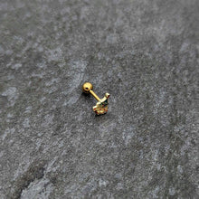 Load image into Gallery viewer, 16G 1/4 Red Gem Gold Tone Deco Holiday Tree Cartilage Earring
