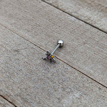 Load image into Gallery viewer, Purple Yellow Clear Gem Dragonfly Barbell Tongue Ring
