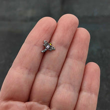 Load image into Gallery viewer, Purple Yellow Clear Gem Dragonfly Barbell Tongue Ring
