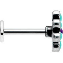 Load image into Gallery viewer, 16G 5/16 Blue Gem Flower Teal Petals Labret Monroe Tragus
