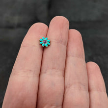 Load image into Gallery viewer, 16G 5/16 Blue Gem Flower Teal Petals Labret Monroe Tragus
