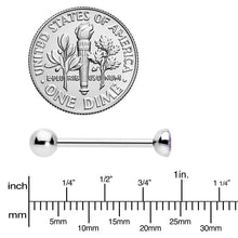 Load image into Gallery viewer, Aurora CZ Gem ASTM F-136 Implant Grade Titanium Threadless Barbell Tongue Ring
