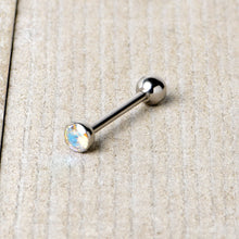 Load image into Gallery viewer, Aurora CZ Gem ASTM F-136 Implant Grade Titanium Threadless Barbell Tongue Ring
