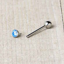Load image into Gallery viewer, Blue CZ Gem ASTM F-136 Implant Grade Titanium Threadless Barbell Tongue Ring
