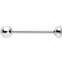 Load image into Gallery viewer, Pink CZ Gem ASTM F-136 Implant Grade Titanium Threadless Barbell Tongue Ring
