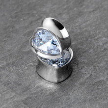 Load image into Gallery viewer, Stainless Steel CZ Gem Heart In Heart Double Flare Plug Set 8mm to 16mm
