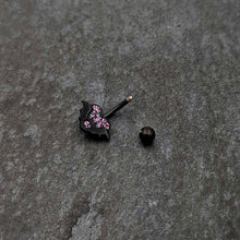 Load image into Gallery viewer, Black Bat Heart Halloween Pink Green Belly Ring

