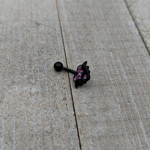 Load image into Gallery viewer, Black Bat Heart Halloween Pink Green Belly Ring
