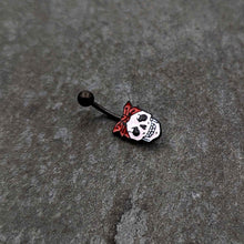 将图片加载到图库查看器，Black Halloween Skull Kerchief Spooky Belly Ring
