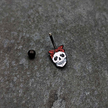 将图片加载到图库查看器，Black Halloween Skull Kerchief Spooky Belly Ring
