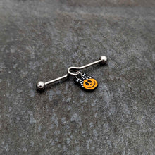 Load image into Gallery viewer, 14G Halloween Kerchief Pumpkin Dangle Project Bar 38mm
