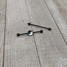 Load image into Gallery viewer, 14G Black Ghost Yin Yang Industrial Barbell Set of 2
