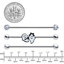 将图片加载到图库查看器，14G Black Tie Ghosts Glow in Dark Industrial Barbell 38mm Set of 3
