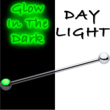 将图片加载到图库查看器，14G Black Tie Ghosts Glow in Dark Industrial Barbell 38mm Set of 3
