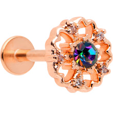 Load image into Gallery viewer, 16G 5/16 Purple Tourmaline Rosy Tone Flower Labret Monroe Tragus
