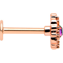 Load image into Gallery viewer, 16G 5/16 Purple Tourmaline Rosy Tone Flower Labret Monroe Tragus
