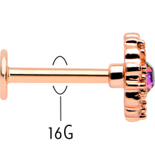 Load image into Gallery viewer, 16G 5/16 Purple Tourmaline Rosy Tone Flower Labret Monroe Tragus
