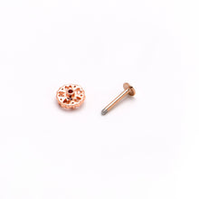 Load image into Gallery viewer, 16G 5/16 Purple Tourmaline Rosy Tone Flower Labret Monroe Tragus
