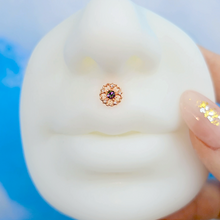 Load image into Gallery viewer, 16G 5/16 Purple Tourmaline Rosy Tone Flower Labret Monroe Tragus
