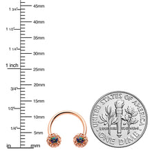 Load image into Gallery viewer, 16G 3/8 Purple Tourmaline Rose Gold Tone Flower Circular Barbell

