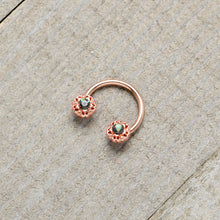 Load image into Gallery viewer, 16G 3/8 Purple Tourmaline Rose Gold Tone Flower Circular Barbell
