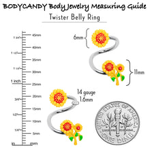 Load image into Gallery viewer, Happy Sunflower Trio Spiral Twister Belly Ring

