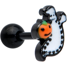 Load image into Gallery viewer, 16G 1/4 Black Halloween Pumpkin Ghost Cartilage Tragus Earring

