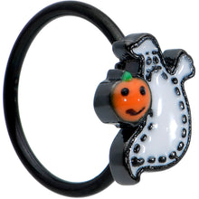 Load image into Gallery viewer, 20G 5/16 Black Halloween Pumpkin Ghost Nose Hoop
