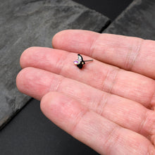 Load image into Gallery viewer, 20G 1/4 Aurora CZ Gem Fleur de Lis Butterfly Black Nose Bone
