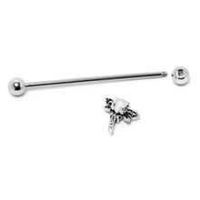 Load image into Gallery viewer, 14G Purple Yellow Gem Dragonfly Industrial Barbell 38mm
