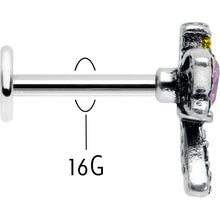 Load image into Gallery viewer, 16G 5/16 Purple Yellow Gem Dragonfly Ornate Labret Monroe Tragus
