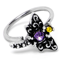 Load image into Gallery viewer, 20G 5/16 Purple Yellow Gem Dragonfly Nose Hoop
