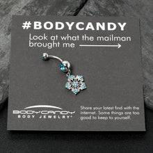 Load image into Gallery viewer, Blue Gem Twin Flower Dangle Belly Ring
