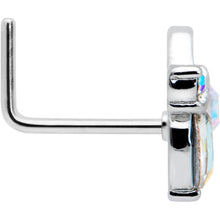 Load image into Gallery viewer, 20G 7mm Aurora CZ Gem Fleur de Lis Butterfly L Shape Nose Ring
