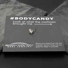 Load image into Gallery viewer, 20G 7mm Aurora CZ Gem Fleur de Lis Butterfly L Shape Nose Ring
