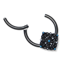 Load image into Gallery viewer, 16G 3/8 Black Lacy Rhombus Blue Hinged Segment Ring
