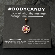 Load image into Gallery viewer, Dark Aurora Gem Rose Gold Tone Filigree Flower Belly Ring
