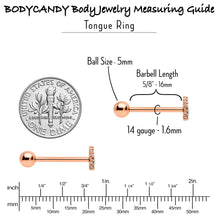 Load image into Gallery viewer, White Synthetic Opal Rose Gold Tone Drop Barbell Tongue Ring
