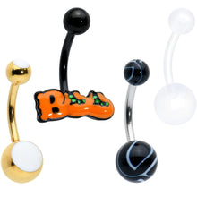 将图片加载到图库查看器，White Gold Tone Clear Halloween Marbelized Boo Belly Ring Set of 4
