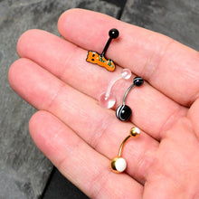 将图片加载到图库查看器，White Gold Tone Clear Halloween Marbelized Boo Belly Ring Set of 4
