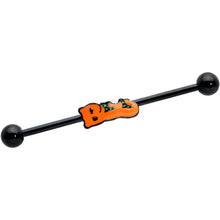 Load image into Gallery viewer, 14G Black Halloween Boo Glow in Dark Industrial Barbell Set of 2
