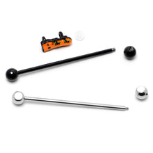 Load image into Gallery viewer, 14G Black Halloween Boo Glow in Dark Industrial Barbell Set of 2

