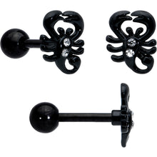 将图片加载到图库查看器，16G 1/4 Clear Gem Black Scorpion Pumpkin Cartilage Earring Set of 3
