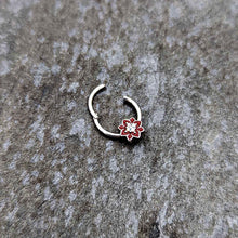 Load image into Gallery viewer, 16G 3/8 Aurora Gem Poinsettia Flower Festive Hinged Segment Ring

