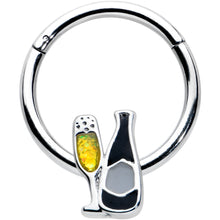 Load image into Gallery viewer, 16G 3/8 Champagne Bottle Flute Yellow Hinged Segment Ring
