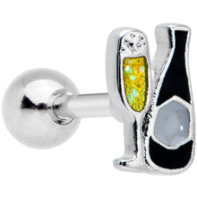 将图片加载到图库查看器，16G 1/4 Champagne Bottle Flute Yellow Cartilage Tragus Earring
