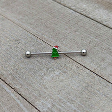 Load image into Gallery viewer, 14G Happy Christmas Tree Hat Holiday Industrial Barbell 38mm
